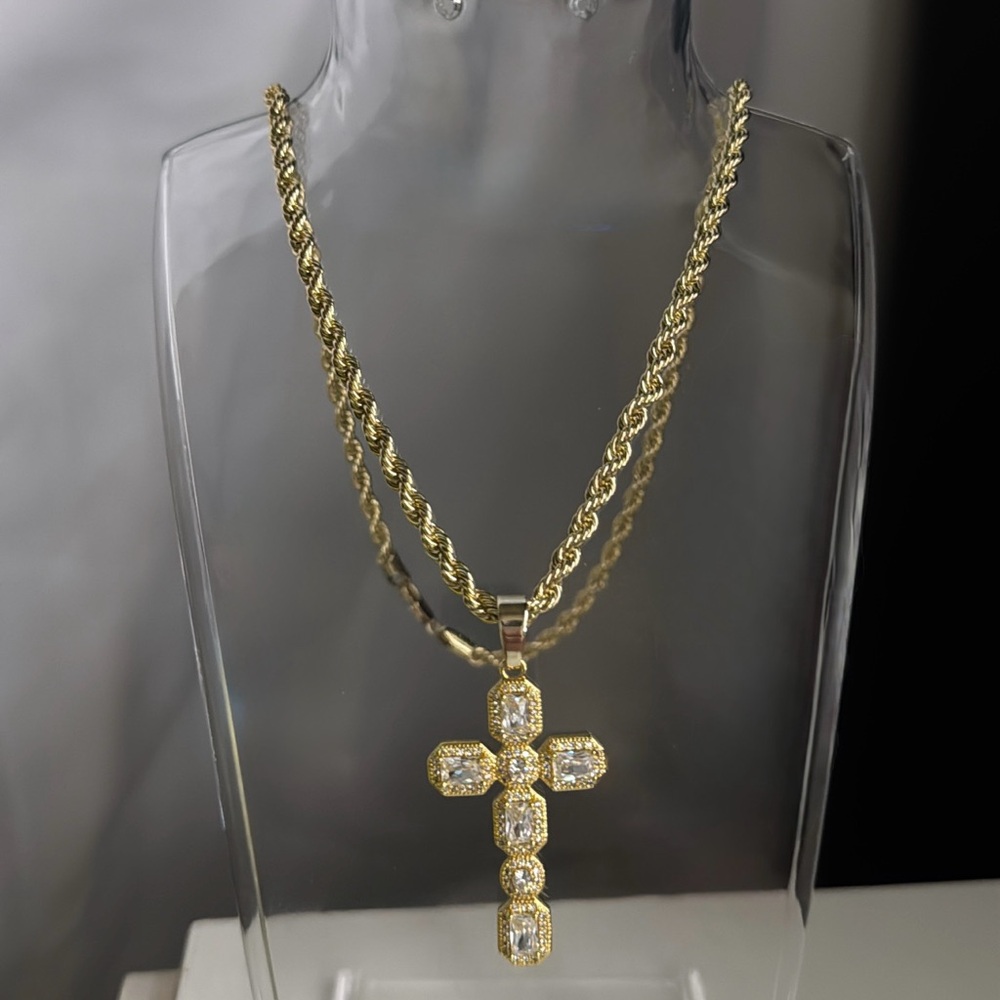 Gold Cross Pendant Necklace